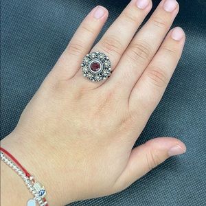 Sterling Silver and Garnet Vintage Ring Size 7